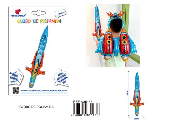 Globo metálico de espada, 25.5x68 cm