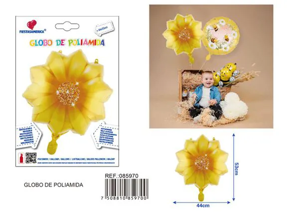 Globo metálico de flor, 44x53 cm