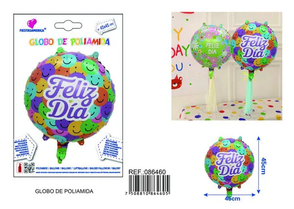 Globo metálico redondo de 18 pulgadas con texto Que tengas un buen día en español