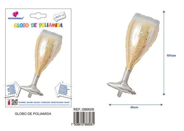 Globo metálico de copa de vino nueva, 45x101 cm