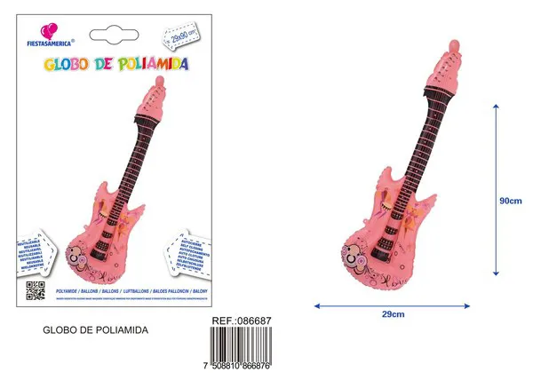 Globo metálico de guitarra, color macaron rosa, 29x90 cm