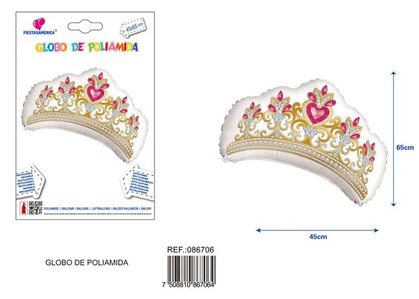 Globo metálico de corona rubí, 45x65 cm