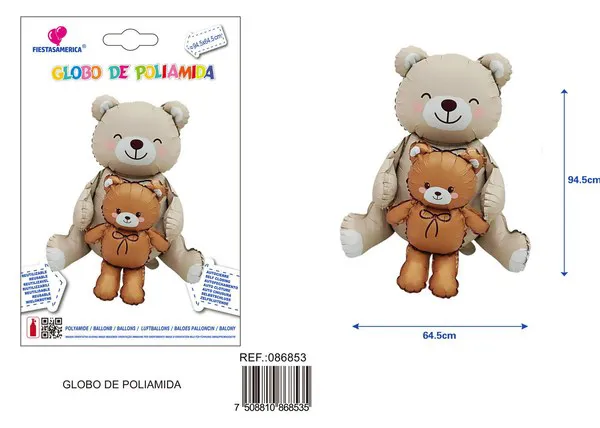 Globo metálico de oso abrazando bebé estilo INS, 94.5x64.5 cm