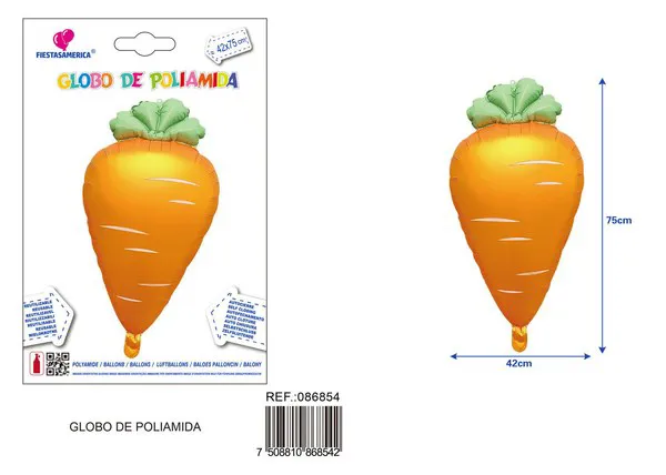 Globo metálico de zanahoria estilo INS, 42x75 cm
