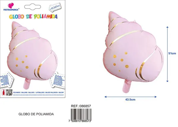 Globo metálico de caracol de mar, 43.5x51 cm