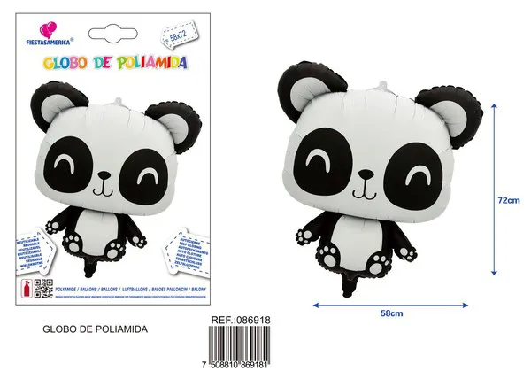 Globo metálico de panda blanco y negro, 58x72 cm
