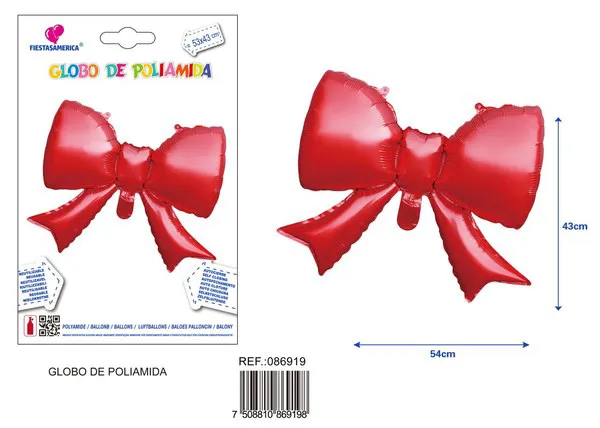 Globo metálico de moño de 21 pulgadas, 55x43 cm
