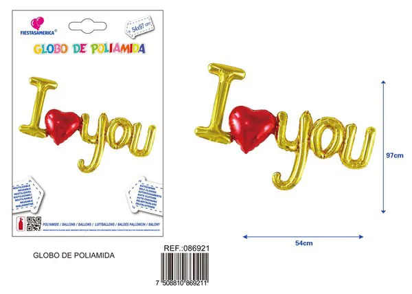Guirnalda de globos metálicos de letras Love, 54x97 cm