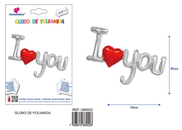 Guirnalda de globos metálicos de letras Love, 54x97 cm