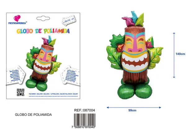 Globo metálico de indígena de pie extra grande con base, 99x140 cm