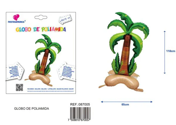 Globo metálico de palmera de pie, 65x118 cm