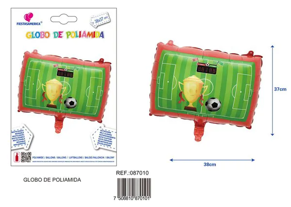 Globo metálico de campo de fútbol, 38x37 cm