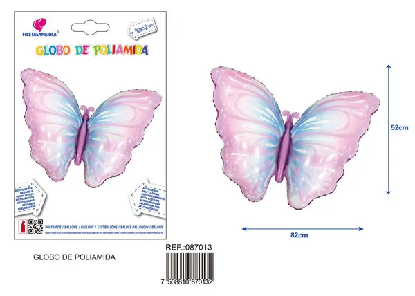 Globo metálico de mariposa de dos alas, color rosa, 82x52 cm