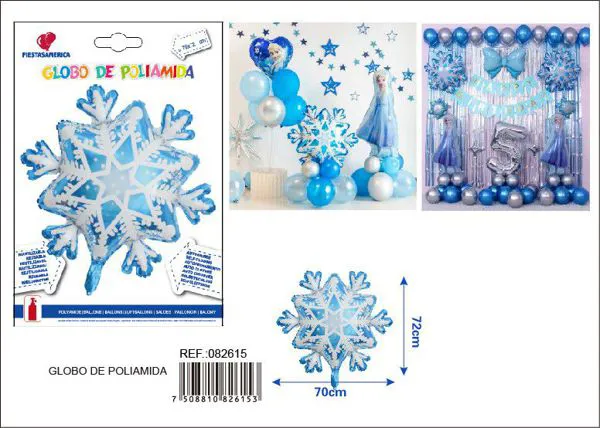 Globo metálico de copo de nieve grande, 70x72 cm