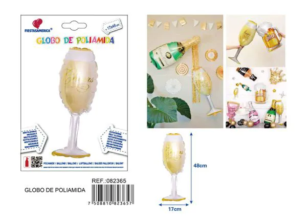 Globo metálico de mini copa de vino, 17x48 cm