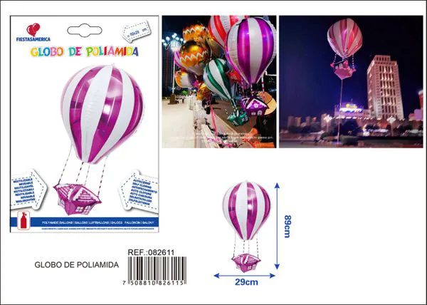 Globo metálico de globo aerostático, 89x29 cm