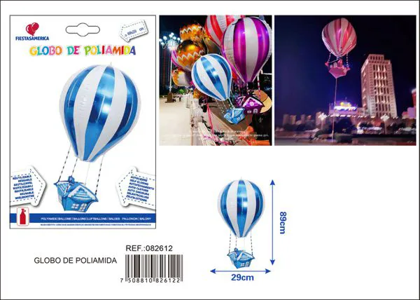 Globo metálico de globo aerostático, 89x29 cm