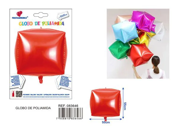 Globo metálico cúbico, 22 pulgadas, rojo