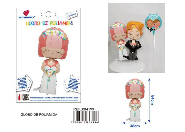 Globo metálico de novia romántica, 38x84 cm