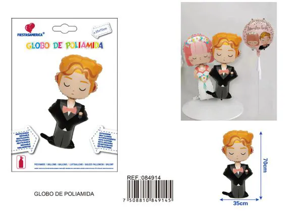 Globo metálico de novio romántico, 35x70 cm