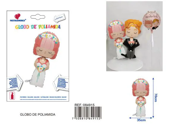 Globo metálico de novia romántica, 35x70 cm