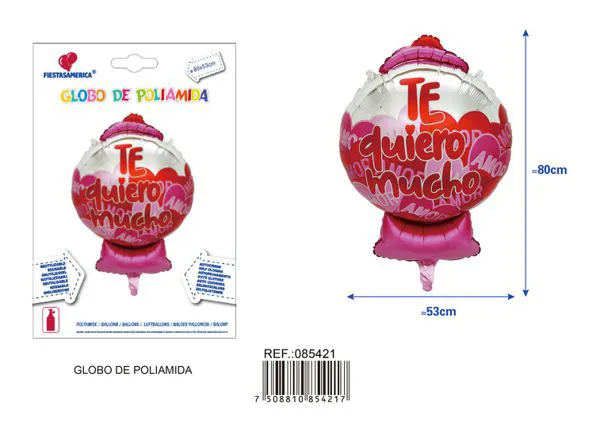 Globo metálico de máquina de dulces temática de amor en español, 80x53 cm