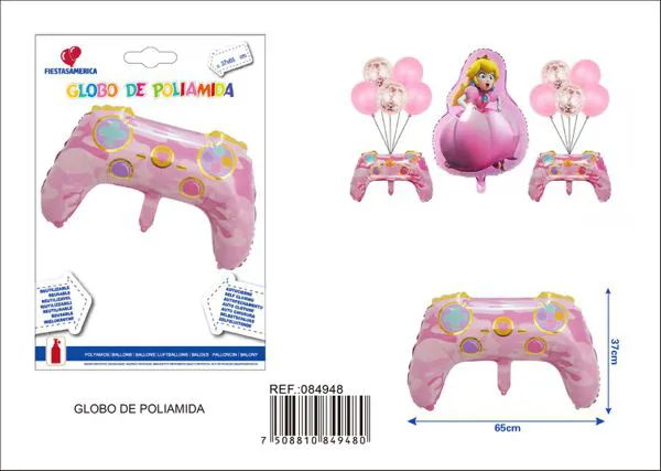 Globo metálico de control de videojuego camuflaje rosa, 37x65 cm