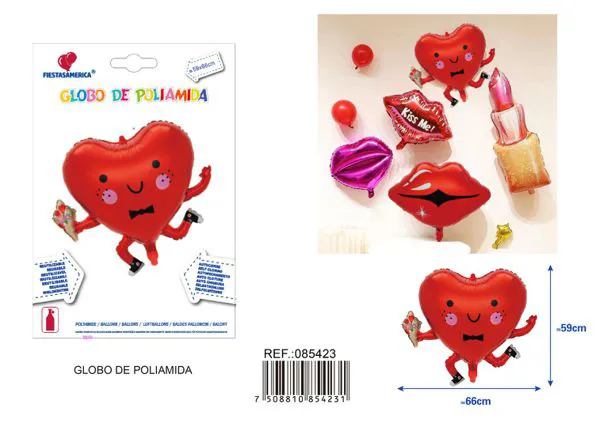 Globo metálico "Señor Corazón", 59x66 cm
