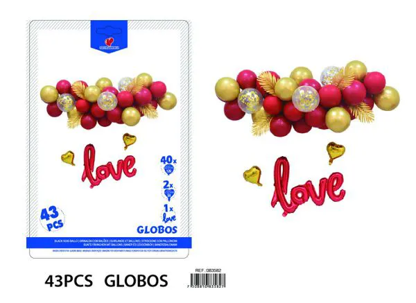 Set de cadena de globos "Love", rojo, 43 piezas
