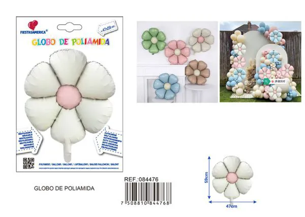 Globo metálico de margarita, 19 pulgadas