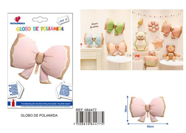 Globo metálico de moño, 92x58.5 cm