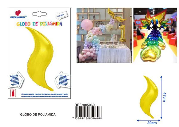 Globo metálico en forma de "S" de un solo color, 18 pulgadas, dorado