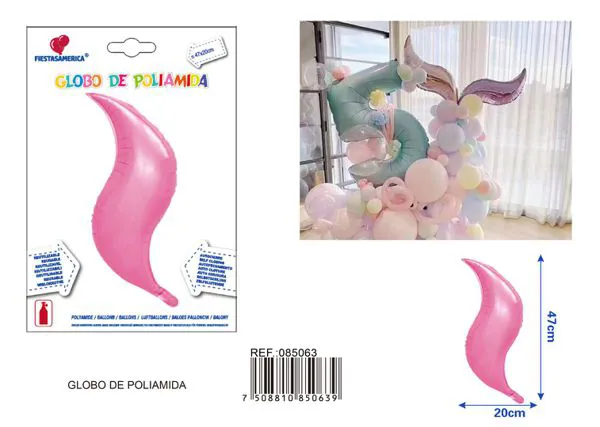 Globo metálico en forma de "S" de un solo color, 18 pulgadas, rosa