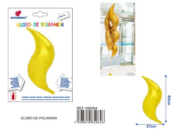 Globo metálico en forma de "S" de un solo color, 24 pulgadas, dorado