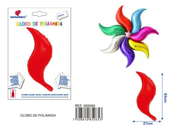 Globo metálico en forma de "S" de un solo color, 24 pulgadas, rojo