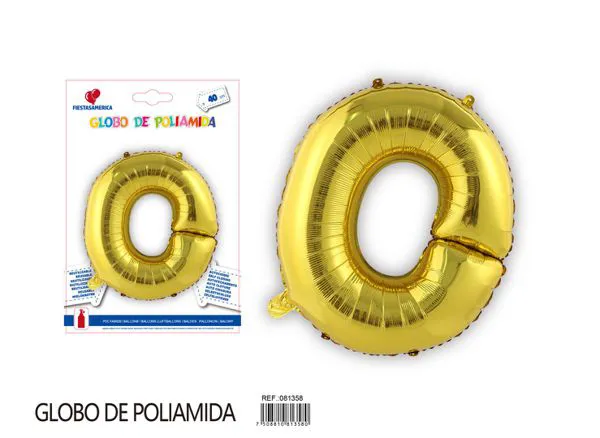 Globo metálico letra O de 16 pulgadas, tipografía gruesa, color dorado