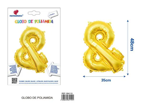 Globo metálico símbolo & de 16 pulgadas, color dorado