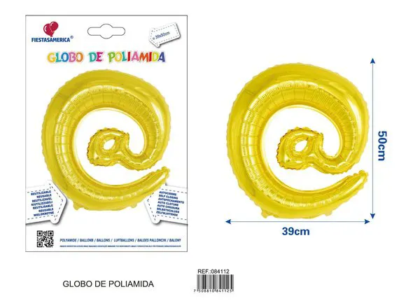 Globo metálico símbolo @ de 16 pulgadas, color dorado