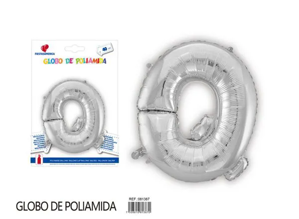 Globo metálico letra Q de 16 pulgadas, tipografía gruesa, color plateado