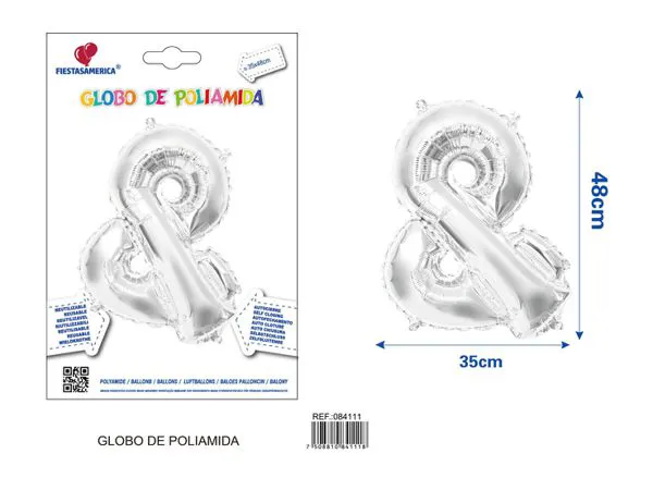 Globo metálico símbolo & de 16 pulgadas, color plateado