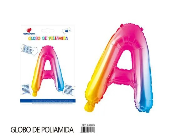 Globo metálico letra A de 16 pulgadas, color degradado número 1