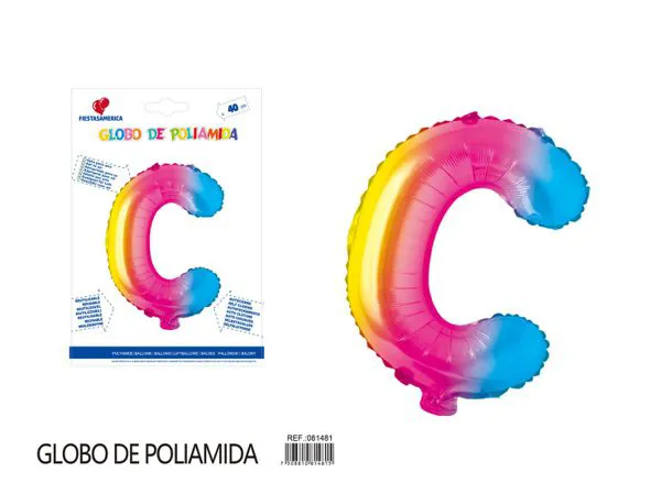 Globo metálico letra C de 16 pulgadas, color degradado número 1