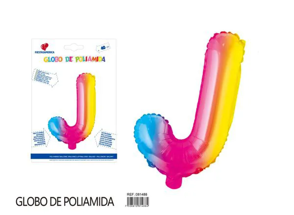 Globo metálico letra J de 16 pulgadas, color degradado número 1