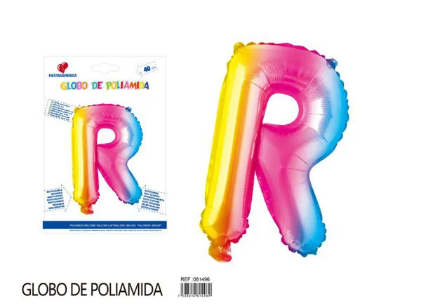 Globo metálico letra R de 16 pulgadas, color degradado número 1