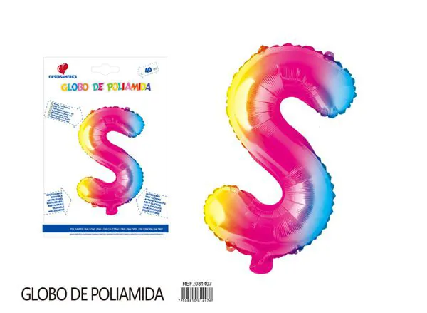 Globo metálico letra S de 16 pulgadas, color degradado número 1