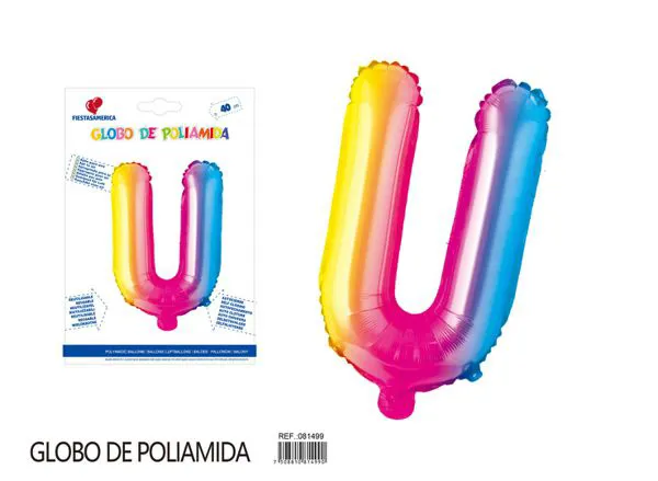 Globo metálico letra U de 16 pulgadas, color degradado número 1