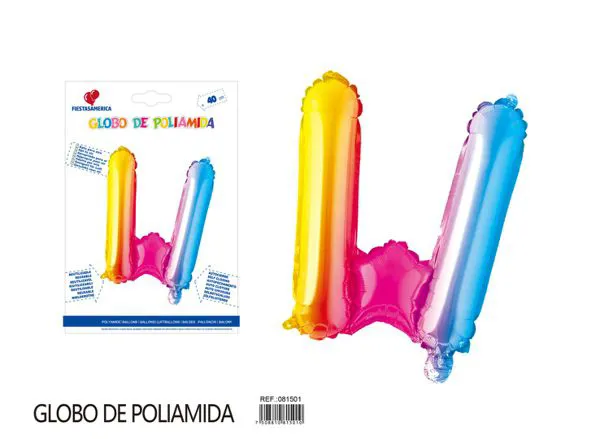 Globo metálico letra W de 16 pulgadas, color degradado número 1