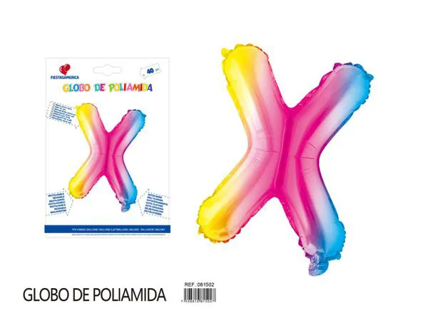 Globo metálico letra X de 16 pulgadas, color degradado número 1