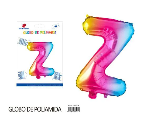 Globo metálico letra Z de 16 pulgadas, color degradado número 1