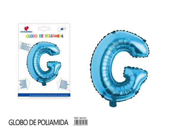 Globo metálico letra G de 16 pulgadas, tipografía gruesa, color azul